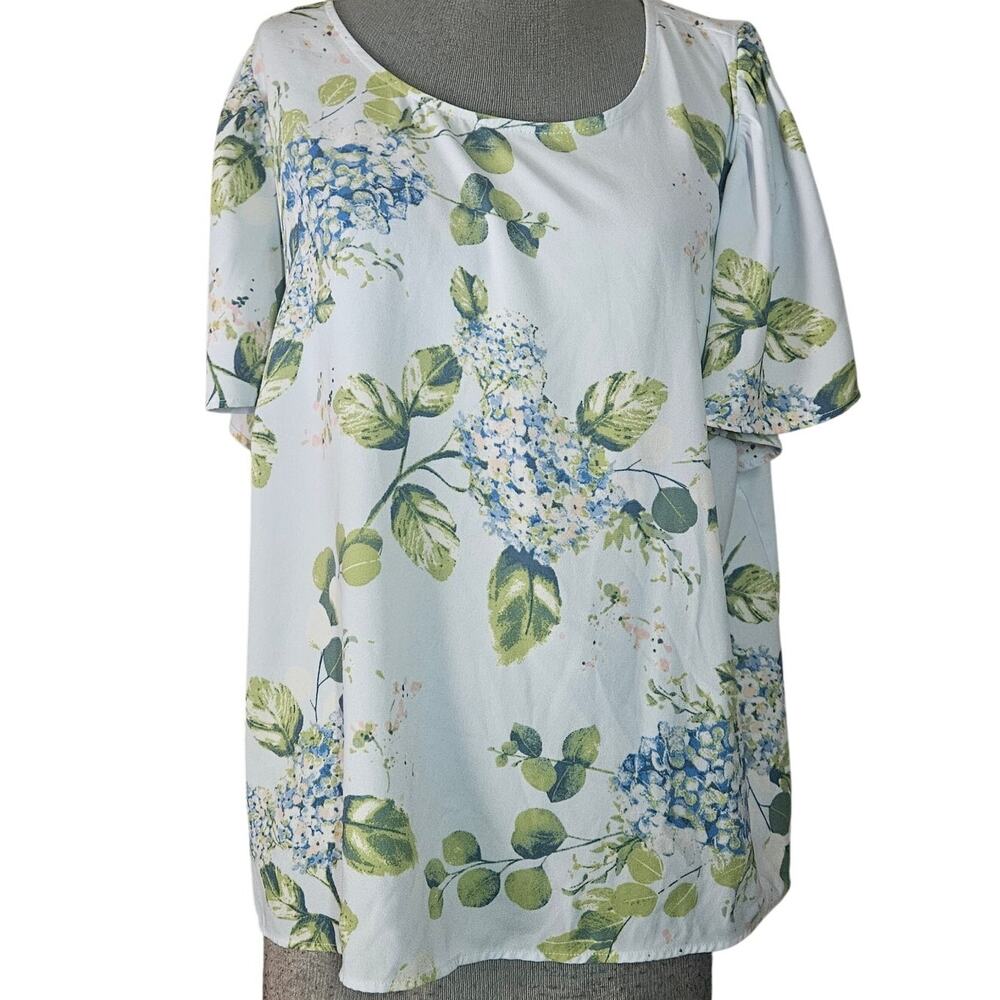 Floral Short Sleeve Blouse Size XXL